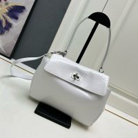 Balenciaga Mini Rodeo Handbag In Crocodile Embossed Calfskin White