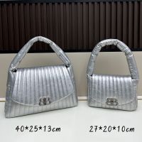 Balenciaga Monaco Shoulder Bag In Quilted Calfskin Silver