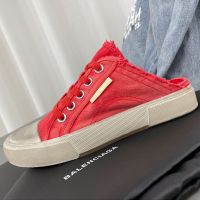 Balenciaga Paris Mules Unisex Canvas Red
