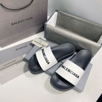 Balenciaga Pool Slides Unisex Bicolor Rubber Black/White