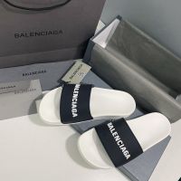 Balenciaga Pool Slides Unisex Bicolor Rubber White/Black