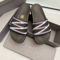 Balenciaga Pool Slides Unisex Monogram Striped Rubber Black