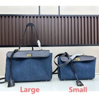 Balenciaga Rodeo Handbag In Denim Blue/Black