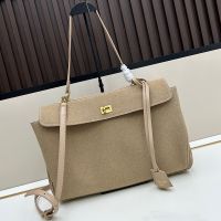 Balenciaga Rodeo Handbag In Suede Khaki