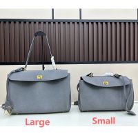 Balenciaga Rodeo Handbag In Suede Light Blue