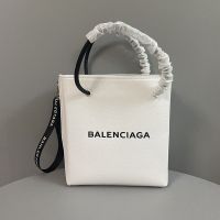 Balenciaga Shopping Phone Holder In Grained Leather White