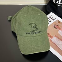 Balenciaga Single B Baseball Cap Cotton In Green