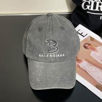 Balenciaga Single B Baseball Cap Cotton In Grey