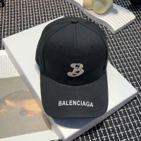 Balenciaga Single B Logo Baseball Cap In Black