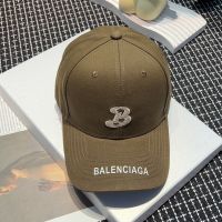 Balenciaga Single B Logo Baseball Cap In Brown