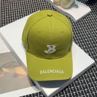 Balenciaga Single B Logo Baseball Cap In Olive