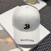 Balenciaga Single B Logo Baseball Cap In White