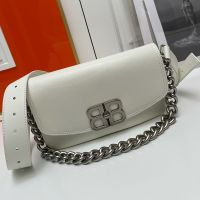 Balenciaga Small BB Soft Flap Bag In Calfskin White