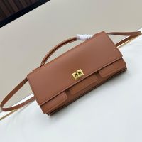 Balenciaga Small Bel Air Clutch In Calfskin Brown