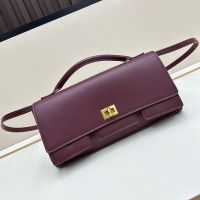 Balenciaga Small Bel Air Clutch In Calfskin Burgundy