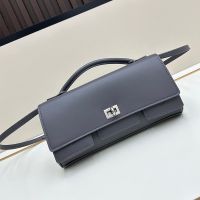 Balenciaga Small Bel Air Clutch In Calfskin Grey