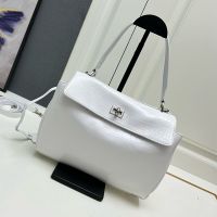 Balenciaga Small Rodeo Handbag In Crocodile Embossed Calfskin White