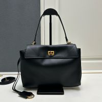 Balenciaga Small Rodeo Handbag In Smooth Calfskin Black