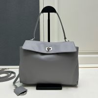 Balenciaga Small Rodeo Handbag In Smooth Calfskin Grey