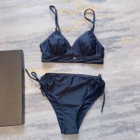 Balenciaga Strass BB Logo Bikini In Lycra Navy Blue