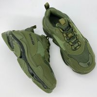 Balenciaga Triple S Sneakers with Clear Sole Unisex Leather and Mesh Olive