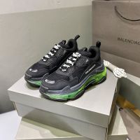 Balenciaga Triple S Sneakers with Multicolor Sole Unisex Leather and Mesh Black/Green