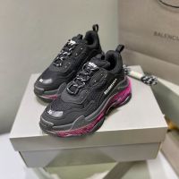Balenciaga Triple S Sneakers with Multicolor Sole Unisex Leather and Mesh Black/Rose