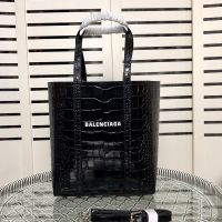 Balenciaga XS Everyday Tote In Crocodile Embossed Leather Black
