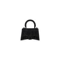 Balenciaga XS Hourglass Handbag with Crystals In Calfskin Black