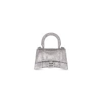 Balenciaga XS Hourglass Handbag with Crystals In Calfskin Grey/White