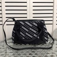 Balenciaga XS Navy Cabas In Logo Striped Canvas Black