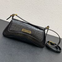 Balenciaga XX Flap Bag In Crocodile Embossed Calfskin Black