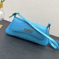 Balenciaga XX Flap Bag In Crocodile Embossed Calfskin Blue