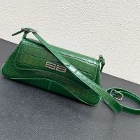 Balenciaga XX Flap Bag In Crocodile Embossed Calfskin Green