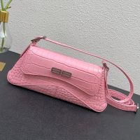 Balenciaga XX Flap Bag In Crocodile Embossed Calfskin Pink