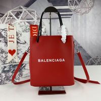 Balenciaga XXS Shopping North South Tote In Calfskin Red