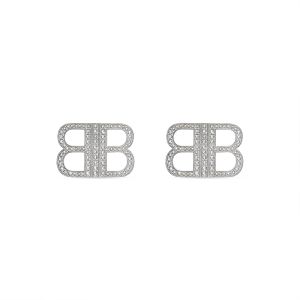 Balenciaga BB 2.0 Earrings with Crystals In Silver