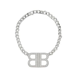 Balenciaga BB 2.0 Necklace with Crystals In Silver