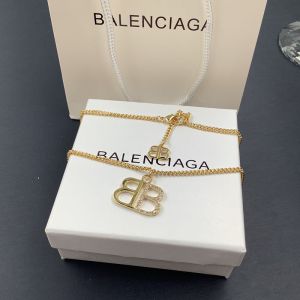 Balenciaga BB 2.0 Rhinestones Necklace In Gold