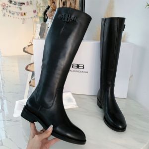 Balenciaga BB Knee Ankle Boots Calfskin Women In Black
