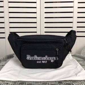 Balenciaga Explorer Beltpack Logo Embroidered Nylon In Black/White
