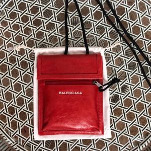 Balenciaga Explorer Pouch with Strap Waxyskin In Red