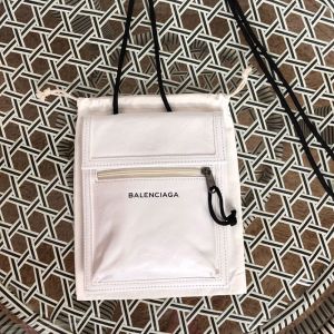Balenciaga Explorer Pouch with Strap Waxyskin In White