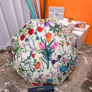 Balenciaga Floral And Monogram Print Folding Umbrella In Beige