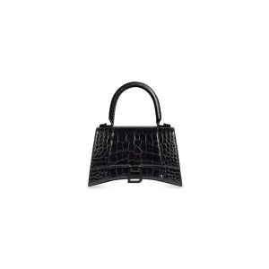 Balenciaga Hourglass Handbag Crocodile Embossed In Black