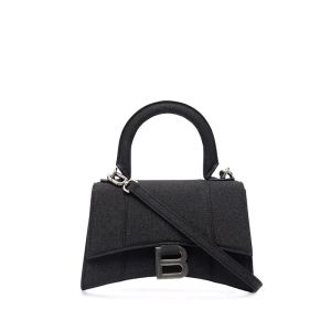 Balenciaga Hourglass Handbag Sparkling Fabric In Black/Silver