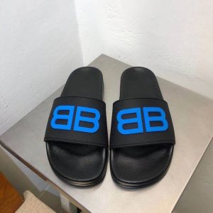 Balenciaga Pool Slides BB Logo Unisex In Black/Blue
