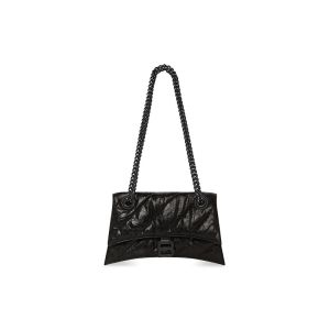 Balenciaga Small Crush Chain Bag Quilted Crushed Calfskin In Black