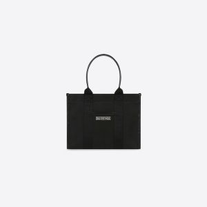 Balenciaga Small Hardware Tote Bag With Strap Canvas In Black
