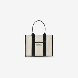 Balenciaga Small Hardware Tote Bag With Strap Canvas In White
